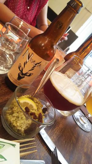 Beer and free bulgur starter at Kokob in Brussels