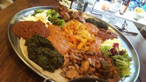 Almost vegan plate, the kitchen messed up and didn't remove the cheese... at Kokob in Brussels