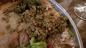 pieces of cheese underneath and next to lentils :-( at Kokob in Brussels