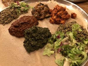 Not the menu but a selection of different vegan dishes at Kokob in Brussels