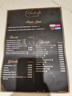 Speisekarte at Mantirella in Stuttgart