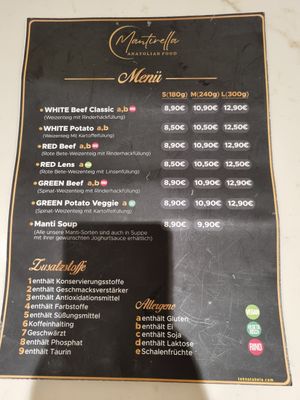 Speisekarte at Mantirella in Stuttgart
