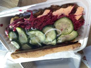 Chick pea fritter  at Jolly Sandwich Company - Pop Up in Durham