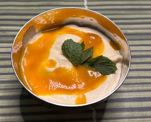 Vegan & glutenfree, a complimentary dessert from the kitchen  at Madras Jungle in Interlaken