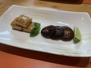 Tofu and mushrooms   at Zihualing Vegetarian Restaurant - 紫花令素食餐廳 in Tengchong