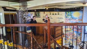 Cafe interior at Fiesta Minute Meals in Darjeeling