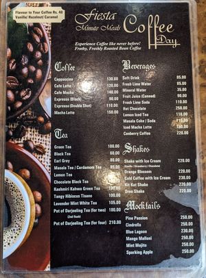 Menu at Fiesta Minute Meals in Darjeeling