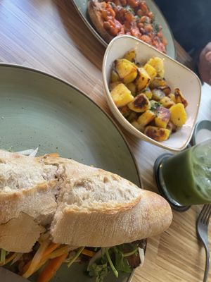 Banh mi, beans on toast and a side of rosemary potatoes  at Hume in Liverpool