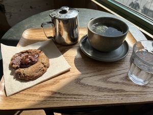 Monkey cookie and verveine tisane herbal tea   at Land & Monkeys - Grands Boulevards in Paris