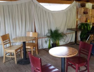 seating area at Sweet Yams Organic Takeout in San Antonio