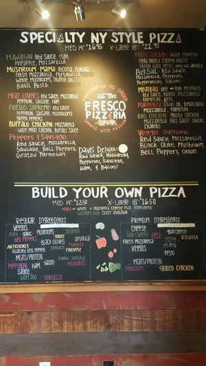 menu at Fresco Pizza and Grill in San Diego