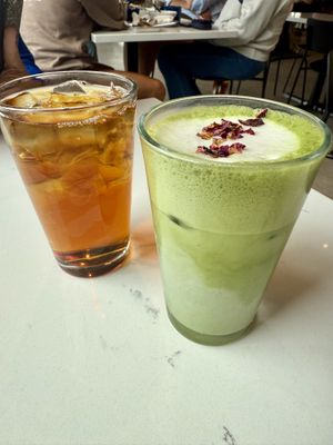 Iced earl grey & iced cherry cold foam matcha   at FiKA in Grand Rapids