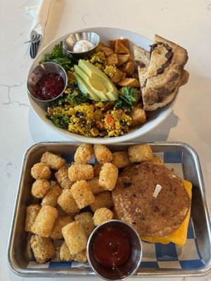 Southwest tofu scramble & Breakfast Sando  at FiKA in Grand Rapids