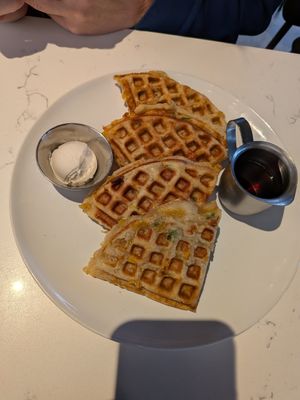 Jalapeno cornbread waffles at FiKA in Grand Rapids