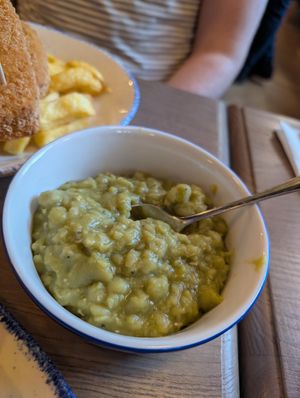 Mushy peas at Landy's Fish and Chips in Edinburgh