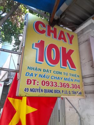 Sign outside at Quán Chay 10k in Ho Chi Minh City