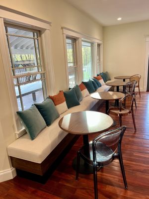Dining area  at Little Logan's Veganic Farm in Gardiner
