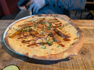 Korean pizza. The bechamel base turned out to not be my favorite at Vegan Pizza Bar  in Utrecht