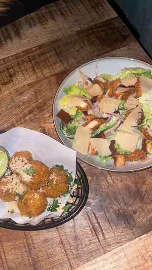 arancini and caesar salad  at Vegan Pizza Bar  in Utrecht