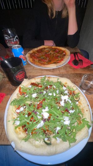 pizzagpt & salamommy. both delicious    at Vegan Pizza Bar  in Utrecht