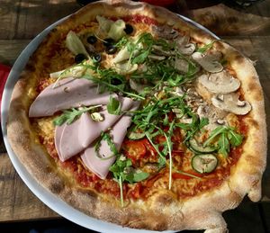 Pizza Michielangelo: tasty. It comes with herbal oil and pistachio (not in the picture) at Vegan Pizza Bar  in Utrecht