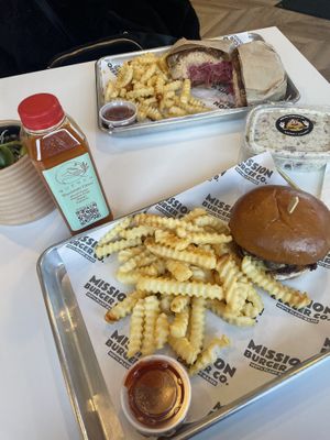 Mushroom boog and Reuben!!!!  at Mission Burger Co. in Atlanta