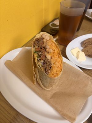 Original burrito with asada mix (only half pictured)  at Vegatinos  in North Hollywood