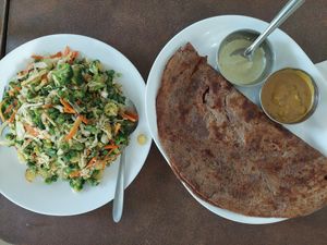 Mix Vegetables Dry (250 INR + 5%) and Ragi Dosa (120 INR + 5%) at Rasa Dhatu in Mysore