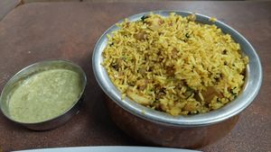Vegan Mushroom Biryani (250 INR + 5%) at Rasa Dhatu in Mysore