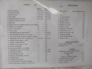 Menu with prices at Cafe y Té Pacífico in Salamanca