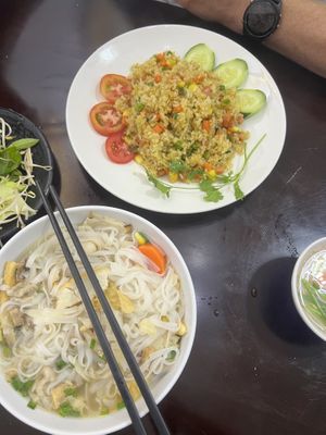 Yangzhou fried rice and Pho   at Hy Lac Chay in Da Lat