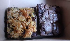 Cornflake brownie and mini egg brownie at Jems Vegan Bakes in Sunderland