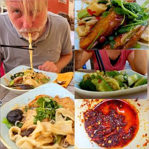 Biang Biang Aubergine, Biang Biang Tofu, Crushed Cucumber Salad. at Donau Wok in Regensburg