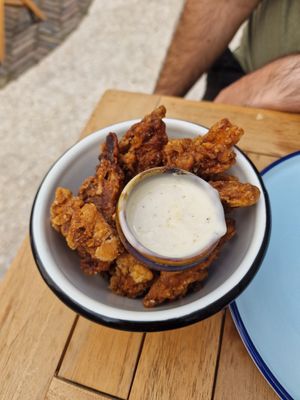 Chickless snack with vegan sauce at Bar Bao in Leuven
