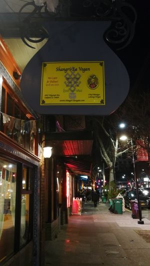 signboard at Shangri-La Vegan - Linden in Oakland