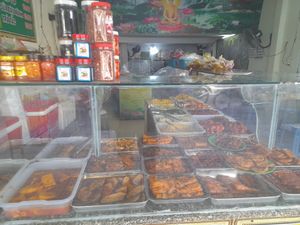 Com chay  counters dominate the restaurant at Cơm chay Diệu Thảo in Ho Chi Minh City