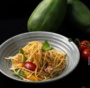 Spicy Thai Som Tum Salad - fresh crunchy, green papaya. at Star Leaf – Asian Restaurant & Bar in Pasadena