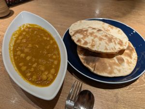 Chole (chickpea curry) with 2 rotis, delicious! at Spice Kingdom Namba CITY in Osaka