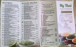 My Thai vegan menu at My Thai in Chatsworth