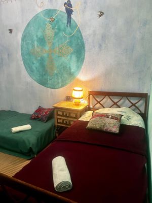 Hindi bed room for childrens or friends; two simple beds at Suditi Divine Home in Lacapelle-biron