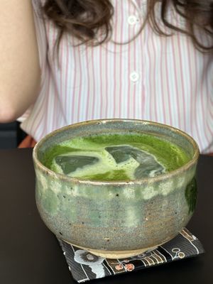 Iced matcha latte with oat milkk  at Ikenocha in Barcelona