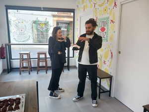 Sampling the different foods at the tasting event at vegasi in Altea