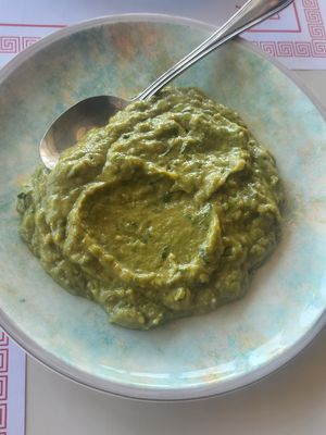 vegan tzatziki made with avocados at L'Aurige Restaurant in Delphi