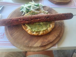 Vegan kebab (incredibly tasty) at L'Aurige Restaurant in Delphi