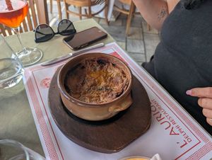 Moussaka with soy meat at L'Aurige Restaurant in Delphi