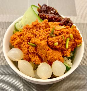 Muhammara bowl at The Fountain Restaurant in Dubai