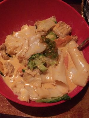 Red curry with vegan beef at Pandan Room in Hackettstown