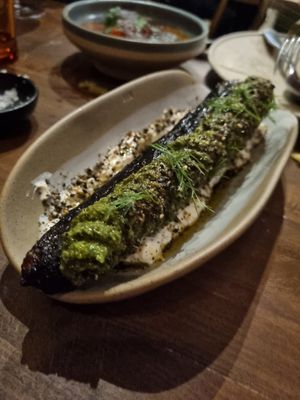 Carrot with vegan cream and pesto at Smith & Daughters in Collingwood