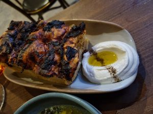 Bread with vegan cream at Smith & Daughters in Collingwood