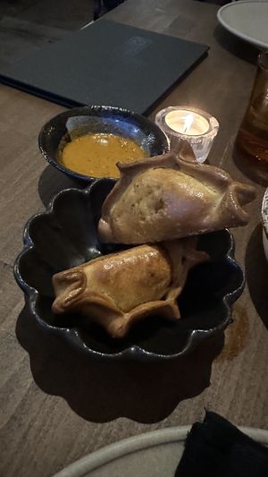 Fire baked empanadas, fermented tomato chimichurri rojo  at Smith & Daughters in Collingwood